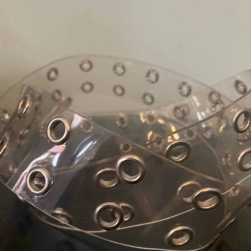 Clear Belt with Silver Eyelets